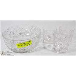 PINWHEEL CRYSTAL BOWL WITH THREE CRYSTAL