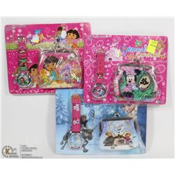LOT OF 3 KIDS WATCH AND WALLET SET