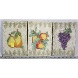LOT OF 3 FRUIT WALL HANGINGS