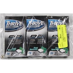 LOT OF 3 THRIVE NICOTINE GUM -36PCS PER BOX