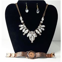 16 - COPPER TONE & CRYSTAL SUITE OF