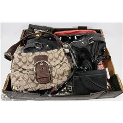 LOT OF 9 WOMENS PURSES + BAGS-COACH GUESS ETC