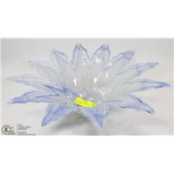 LIGHT BLUE 16 INCH ORNAMENTAL GLASS BOWL