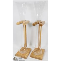 PAIR OF 2 HALF-YARD BEER GLASSES ON WOOD