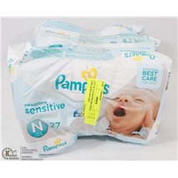 LOT OF 3 PAMPERS SWADDLERS 27PK NEWBORN SIZE