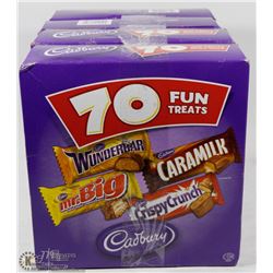 4 BOXES OF 70 CADBURY SNACK SIZE FUN TREATS