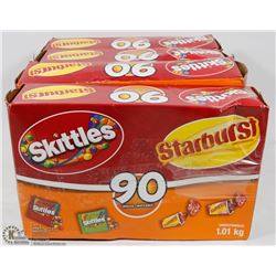 4 BOXES OF 90 SNACK SIZE SKITTLES & STARBURSTS