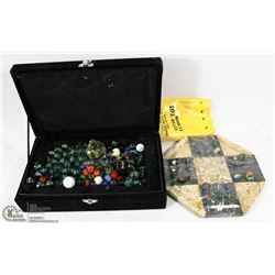 VINTAGE VARIETY OF MARBLES W/MARBLE GRANITE