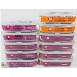 FLAT OF 11 TUBS OF ASSORTED SCREWS AND NAILS