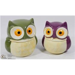 BOX WITH 2 OWL CANISTERS FROM AVON.