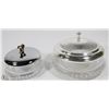Image 1 : 2 LARGE GLASS & SILVER SERVERS