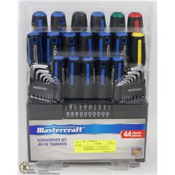 NEW 44 PIECE MASTERCRAFT SCREWDRIVER & HEX KEY SET