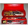 Image 1 : RED TOOL BOX WITH ASSORTMENT OF TOOLS