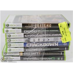 LOT OF 8 XBOX 360 GAMES.