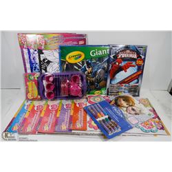 LOT OF CHILDRENS 3D WALL DECOR, COLOURING SETS,