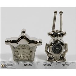 NEW ORNAMENTAL DESKTOP MINI CLOCKS SILVER TONE
