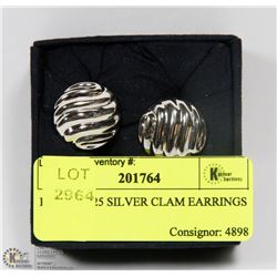 ESTATE 925 SILVER CLAM EARRINGS