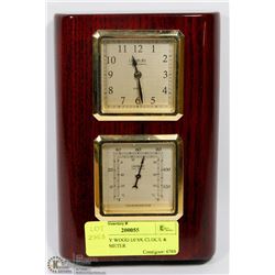 DANBURY WOOD DESK CLOCK & THERMOMETER