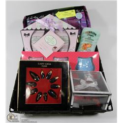 BASKET OF WOMENS ITEMS INCLUDED LADY GAGA NAILS &