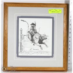 RODEO PENCIL SKETCH BY JOHN DUFFY, SIGNED, MATTED