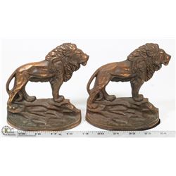 1926 SOLID COPPER STAMPED BRONMET LION BOOKENDS