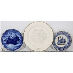 LOT OF 3 COLLECTOR PLATES -DUTCH PLATE, 22K PLATED