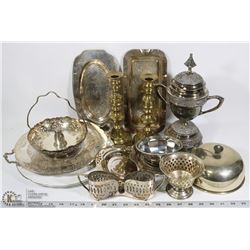 LOT OF SILVER PLATED SERVEWARE AND MORE