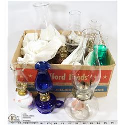 7) VINTAGE 10 COAL OIL LAMPS IN DIFFERENT SIZES -