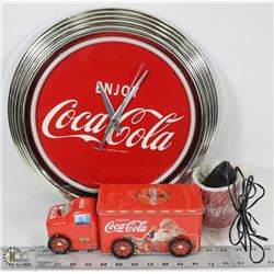 ENJOY COCA COLA NEON LIGHTED CLOCK WITH
