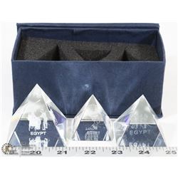 EGYPTIAN PYRAMID SET IN CASE..CRYSTAL?
