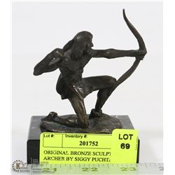 ORIGINAL BRONZE SCULPTURE ARCHER BY SIGGY PUCHTA