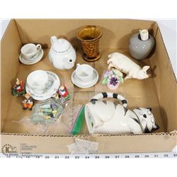 FLAT OF ASST COLLECTIBLES INCL WEDGEWOOD, BESWICK