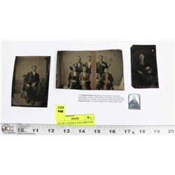 LOT OF 3 ANTIQUE DAGUERROTYPE TIN PICTURES.