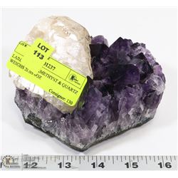 LARGE POINT AMETHYST & QUARTZ WEIGHS 2LBS 6OZ
