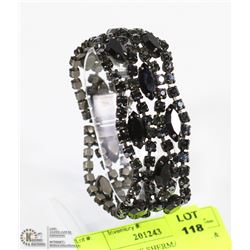 RARE VINTAGE SHERMAN BLACK & SMOKE RHINESTONE