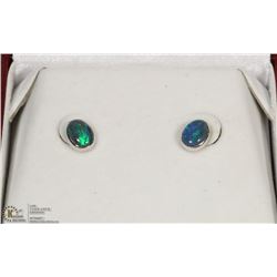 STERLING SILVER WITH SOLID BLACK OPALS EARRINGS