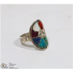 .950 STAMPED SILVER RING W/VARIOUS