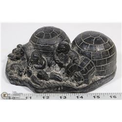 WOLF ORIGINAL NUVUK SOAPSTONE CARVED IGLOO.