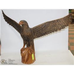 HAND CARVED WOODEN EAGLE APPROX 3FT WINGSPAN.
