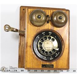 ANTIQUE WOOD & BRASS COUNTY LINE TELEPHONE