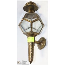 VINTAGE BRASS AND GLASS COACH LANTERN