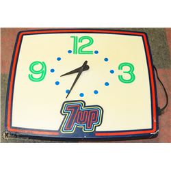 1970S HOCKEY RINK LIGHT 7 UP CLOCK TESTED WORKING