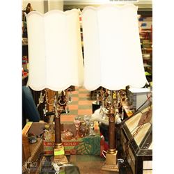 PAIR OF VINTAGE CRYSTAL DROPPED LAMPS