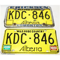 SET OF 2 OLD ALBERTA LICENSE PLATES 1970S-80S.