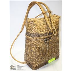 VINTAGE WOVEN FISHING BASKET.
