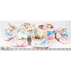 LOT OF VINTAGE BABY BOOTY FLOWER PLANT POTS