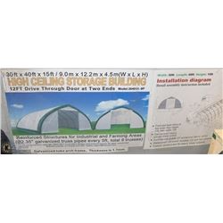 30' X40' X15' PEAK CEILING DOUBLE DOOR STORAGE
