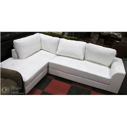 NEW WHITE LEATHERETTE CHAISE LOUNGE SECTIONAL