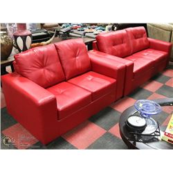 NEW RED LEATHERETTE 84" SOFA  AND 61" LOVESEAT