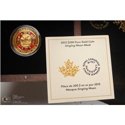2015 RCM $200.00 PURE GOLD COIN, SINGING MOON MASK
